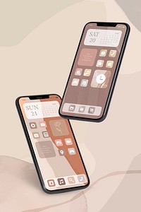 App icons mockup psd mobile screen in beige theme