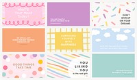 Editable template vector set in various pastel style backgrounds with inspirational