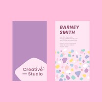 Name card template psd in cute pastel polka dots pattern