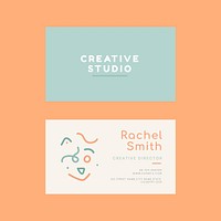 Name card template psd in memphis style pattern