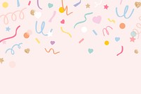 Confetti background vector in cute pastel pink pattern