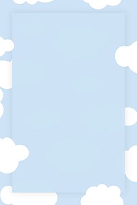 Cloudy sky frame psd in cute pastel pattern