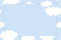 Cloudy sky frame psd in cute pastel pattern