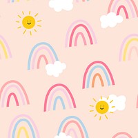 Background seamless pattern vector with cute rainbow