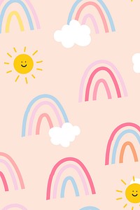 Background seamless pattern vector with cute rainbow