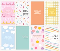 Aesthetic Instagram story template vector cute set