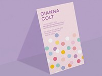 Editable business card mockup psd in pastel polka dot pattern
