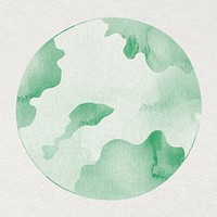 Green globe psd watercolor design element