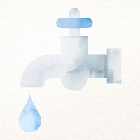 Tap water design element psd in watercolor illustration