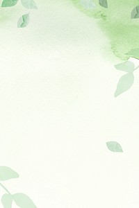 Environment green watercolor background with leaf border illustration                                                                  
