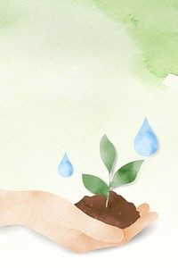 Eco-friendly watercolor background with planting tree illustration