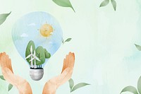 Sustainable background vector with earth in a light bulb watercolor illustration                                                        