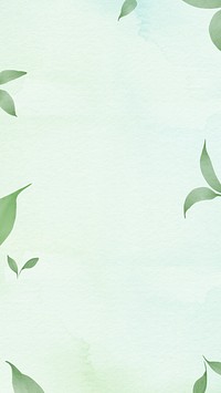 Leaf border environment background in watercolor illustration                                                                            