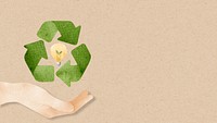 Recycle background psd with hand and light bulb in watercolor illustration