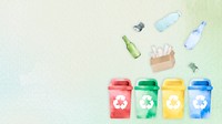 Waste recycling bin background psd in watercolor illustration