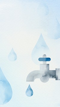 Water conservation environment background with faucet in watercolor illustration     