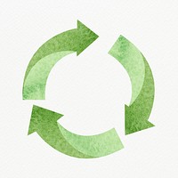 Green recycling symbol psd design element