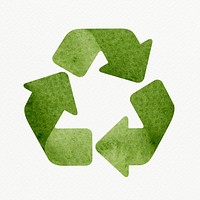 Green recycling symbol psd design element