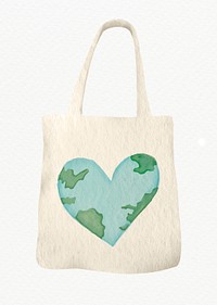 Tote bag psd with heart-shaped earth design element