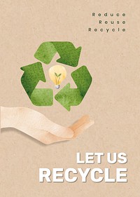 Recycling poster in watercolor illustration