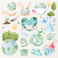 Earth vector peaceful place to live  design element set