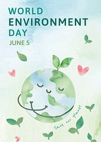 World environment day poster watercolor illustration