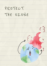 Editable environment poster template psd with protect the ozone text in watercolor