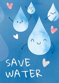 Save water poster watercolor illustration