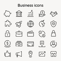 Business marketing icon psd black minimal line set