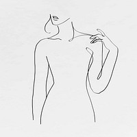 Woman’s body line art vector feminine drawing on gray background