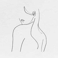 Woman’s body line art vector feminine drawing on gray background