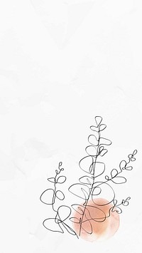 Mobile background with eucalyptus vector feminine line art illustration