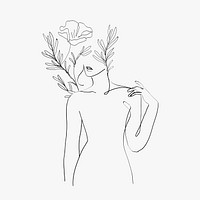 Aesthetic woman&rsquo;s body line art minimal grayscale drawings