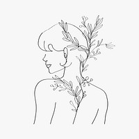 Aesthetic woman&rsquo;s body psd line art minimal grayscale drawings