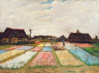 Flower Beds in Holland (1883) by <a href="http://www.rawpixel.com/search/Vincent%20Van%20Gogh?sort=curated&amp;page=1">Vincent Van Gogh</a>. Original from The National Gallery of Art. Digitally enhanced by rawpixel.