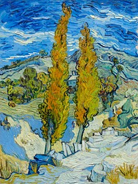 The Poplars at Saint-R&eacute;my (1889) by <a href="http://www.rawpixel.com/search/Vincent%20Van%20Gogh?sort=curated&amp;page=1">Vincent Van Gogh</a>. Original from The Cleveland Museum of Art. Digitally enhanced by rawpixel.