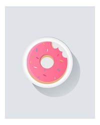 Pink donut illustration wall art print and poster.