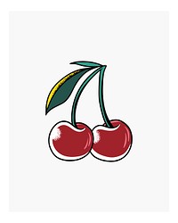 Red cherries illustration wall art print and poster.