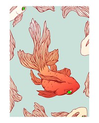 Goldfish illustration wall art print and poster.