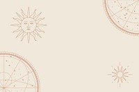 Antique sun with face vector background with astrological star map