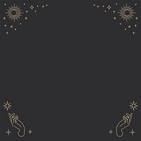 Gold celestial psd sun and moon linear style background on black