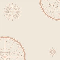 Antique sun with face vector and astrological star map beige background
