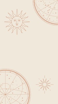 Antique sun with face vector with constellation map beige background