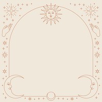 Celestial icons psd square frame on beige