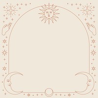 Celestial icons vector square frame on beige