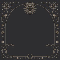 Monoline celestial icons psd square frame on black