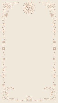 Gold celestial objects psd monoline background on beige