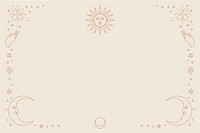 Gold celestial psd sun and crescent moon monoline background on beige