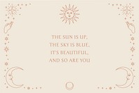 Inspirational quote vector decorated with celestial linear symbols on beige background template