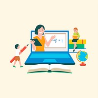 Online learning psd character flat graphic